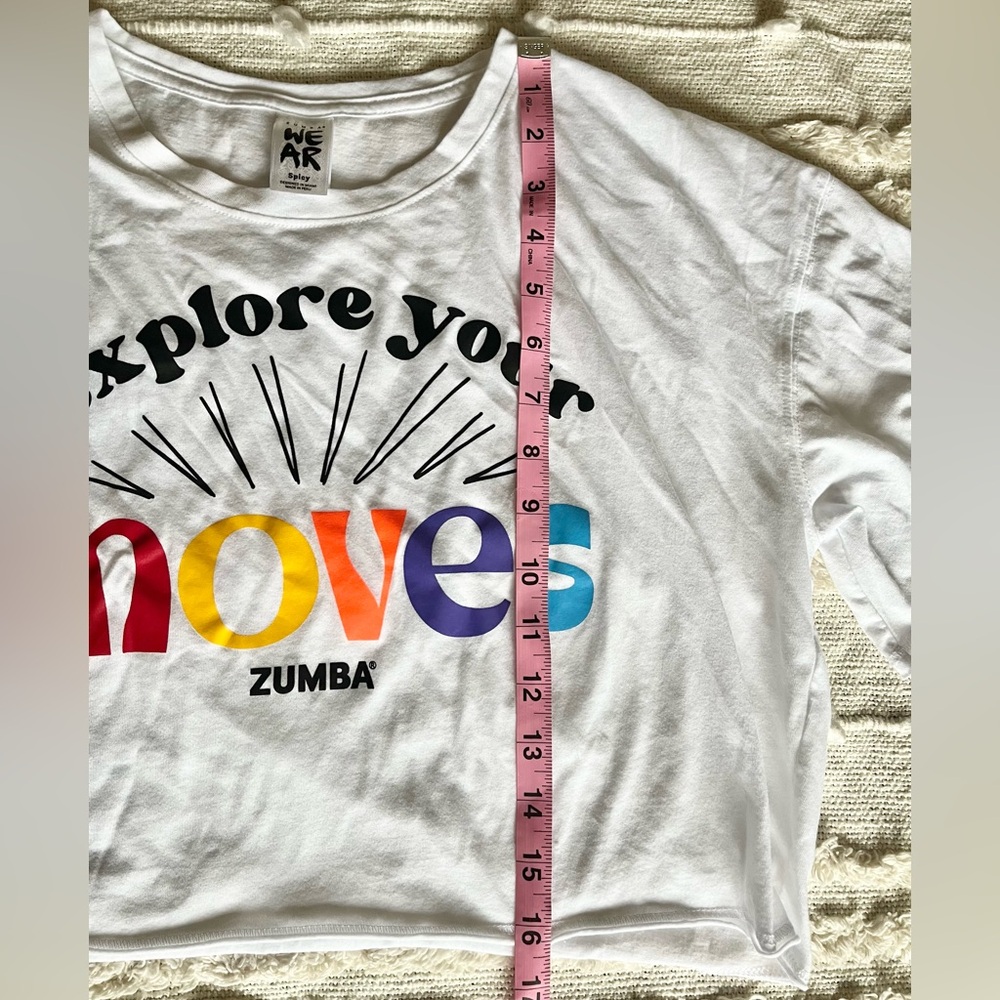 Zumba Fitness Explore Boxy Crop Top With Raw Edges Wear It Out White small - Picture 6 of 8